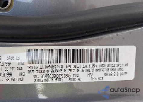 2013 Dodge Journey Crew z USA, uszkodzony, nr VIN 3C4PDCDG8DT711885